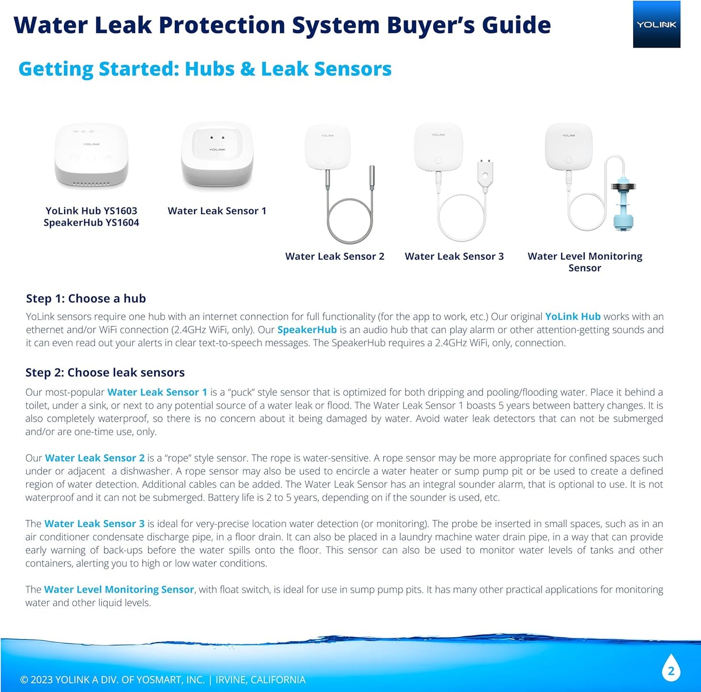 YoLink LoRa Smart Water Level Monitoring Sensor, Wireless Battery-Powered Float Switch Alarm, Sump Pump Alarm, AC Condensate Overflow, Tank Level, Toilet Leak Sensor, 105dB Siren, YoLink Hub Required
