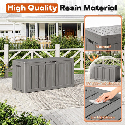 Outdoor Storage Box, Resin Deck Boxes Indoor and outdoor, Waterproof Storage Box Lockable Lid (Black, 85 Gallon)
