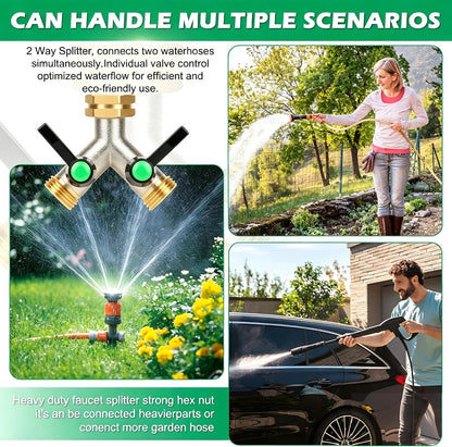 Love Is War 2 Way Hose Splitter Garden Water Faucet Spigot Splitter | Standard 3/4 inch GHT thread fits all common outdoor spigots and hoses