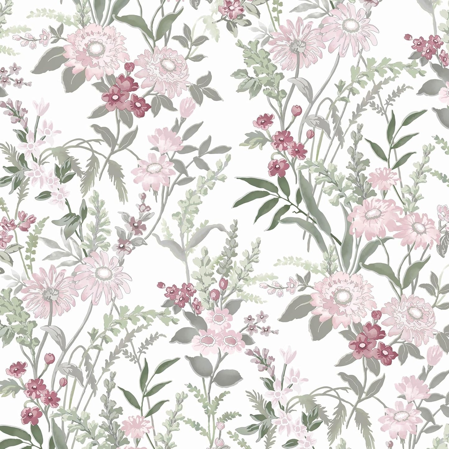 Dimoon 17.3''x78.7'' Vintage Peel and Stick Wallpaper Boho Beige Neutral Contact Paper White Floral Bird Wallpaper Removable Botanical Renter Friendly Modern Wall Paper Bedroom Bathroom Vinyl Roll