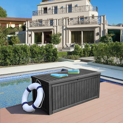 YITAHOME 31 Gallon Outdoor Storage Deck Box | Waterproof Resin Package Delivery and Storage Box with Lockable Lid for Patio Furniture Cushions, Pool Accessories, Garden