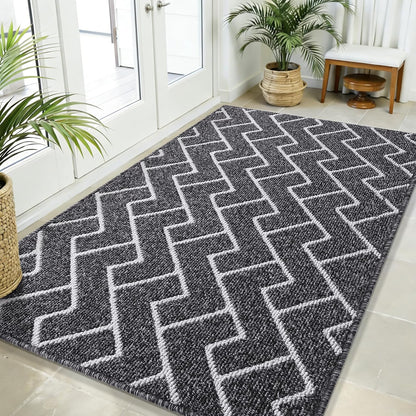 OLANLY Front Door Mat, Non-Slip Rubber Backing, Dirt Resistant and Absorbent, Washable, Easy to Clean Low-Profile Indoor Doormat for Back Door, Entryway, Inside Entrance, 32x20, Grey