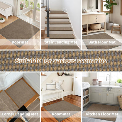 Brakki Bullnose Carpet Stair Treads, Non Slip Stair Treads for Wooden Steps Indoor, Stair Runner, Soft Stair Rugs, Edging Stair Protectors, Washable, 29.5"x9.5"x1.5" 14pcs, Beige