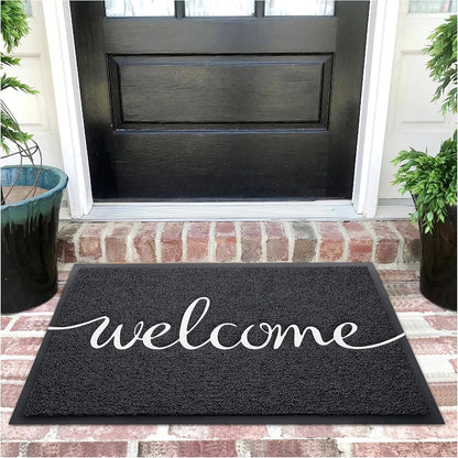 EARTHALL Door Mat Outside Inside Home Doormat, 30"x17.5", Durable Floor Mat Non Slip Mat Ultra Absorb Mud Easy Clean Front Doormat for Garage, Entryway, Patio, High Traffic Areas, Black