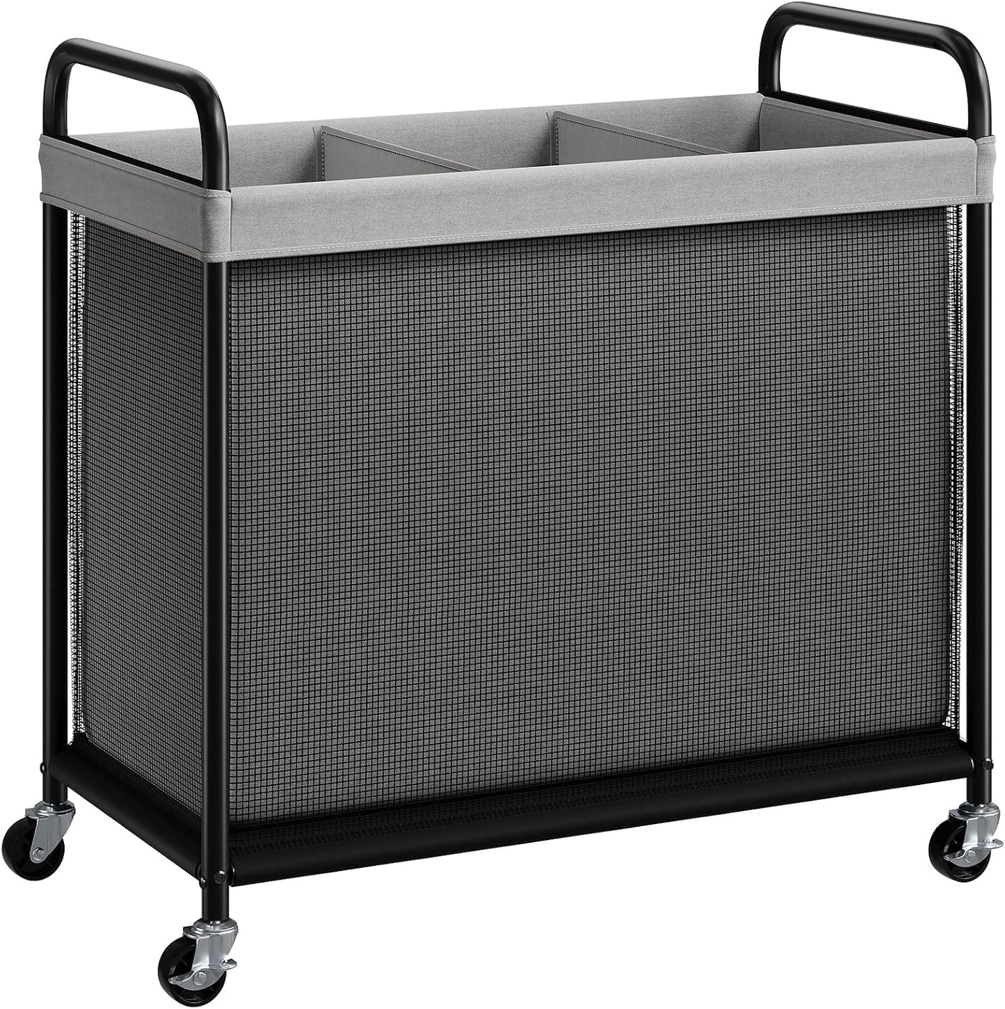 ELYKEN Laundry Hamper 3 Section, 120L Rolling Laundry Sorter with Removable Liner Bag, Laundry Basket with Wheels, Steel Frame with Metal Handle, Clothes Hamper Cart for Laundry Room & Bedroom