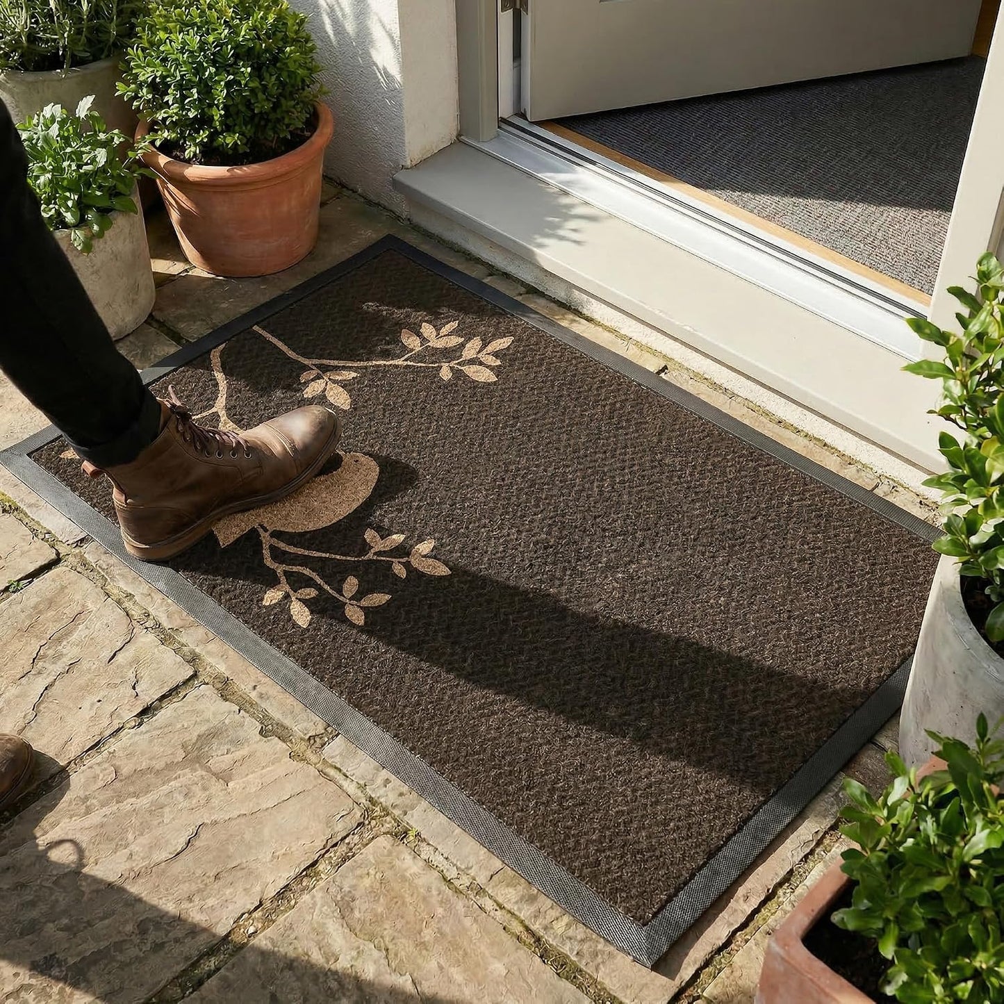 Bernini Aqua-Terra Waterproof Shoe Scraper Dog Mat, Heavy Duty Mud Mat with Quick Dry Mesh, Stain Resistant Rubber, Low-Profile Dirt Grabber, Indoor/Outdoor Dog Door Mat for Muddy Paws, 36"x 24"