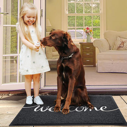 EARTHALL Door Mat Outside Inside Home Doormat, 30"x17.5", Durable Floor Mat Non Slip Mat Ultra Absorb Mud Easy Clean Front Doormat for Garage, Entryway, Patio, High Traffic Areas, Black