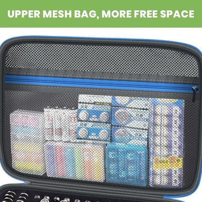 ALKOO 136+ Battery Organizer Storage Case with BT-168 Tester | AA AAA C D 9V & Button Cells Batteries Holder Box, Foam Protection, Home / Garage / Drawer Organization, Case Only, Red