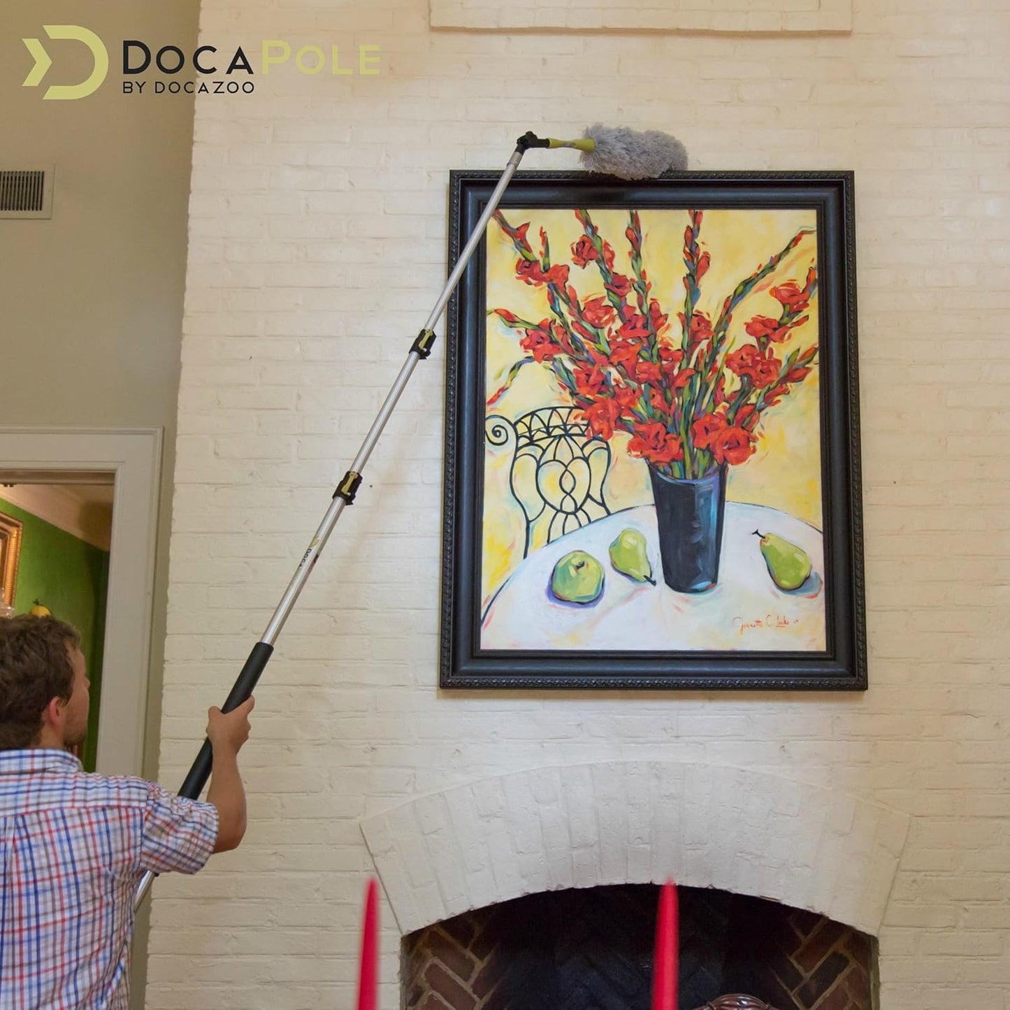 DOCAZOO DOCA Telescoping Pole 7-28 Ft - Extension Pole for Cleaning, Feather Duster, Window Washing Kit, Paint Roller, Window Squeegee - High Reach Extendable Kit for Indoor & Outdoor - Pole Only