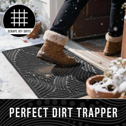 Yimobra Doormat Outdoor Entrance, Simple Stripes All-Weather Waterproof & Non-Slip Mat for Front Door, Heavy Duty Welcome Mat for Indoor, Garage, Patio-29.5x17, Dark Grey