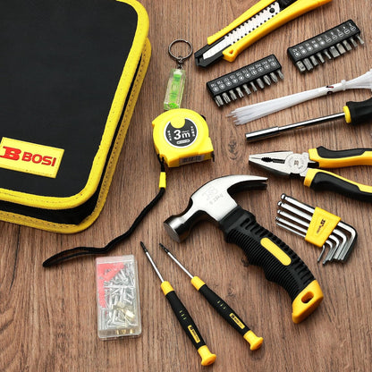 158 Piece Tool Set with Easy Carrying Round Pouch, Hand Tool Set - Durable, Long Lasting Chrome Finish Tools - Household Tool Kit Perfect for DIY, Home Maintenance (158 Piece)