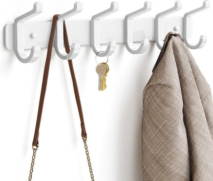 pickpiff Coat Rack Wall Mounted Heavy-Duty: Metal Coat Hanger 6 Hooks for Hanging Hat, Clothes, Robe, Keys, Backpack, Bathroom Towels, Jacket, Purse - Closet, Door, Entryway, Mudroom (Black, 1 Pack)