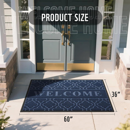 Yimobra Welcome Mat Outdoor Indoor, All-Weather Waterproof Front Door Mat Outside Entrance, Non-Slip Low Profile Porch Patio Doormat, 29.5x17, Black