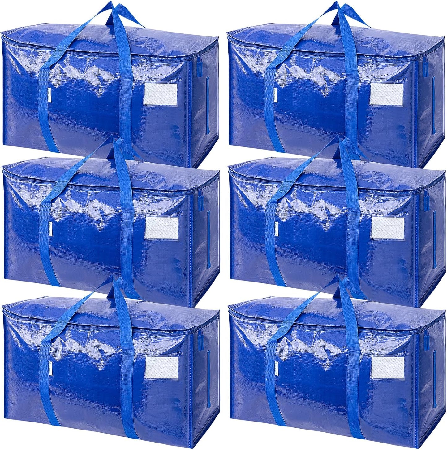 TICONN 4 Pack Extra Large Moving Bags Heavy Duty with Zippers & Carrying Handles, Durable Storage Bags Moving Boxes for Closet Organizers and Storage (4 Pack, Blue)