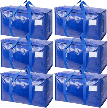 TICONN 4 Pack Extra Large Moving Bags Heavy Duty with Zippers & Carrying Handles, Durable Storage Bags Moving Boxes for Closet Organizers and Storage (4 Pack, Blue)