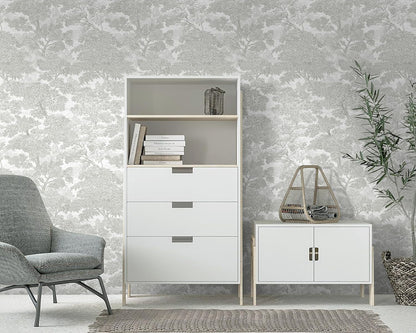 Safiyya Peel and Stick Wallpaper Beige Forest Contact Paper 17.3" x 118" Vintage Tree Wall Paper Renter Friendly Self Adhesive Removable Wallpaper for Bathroom Vinyl Off-White