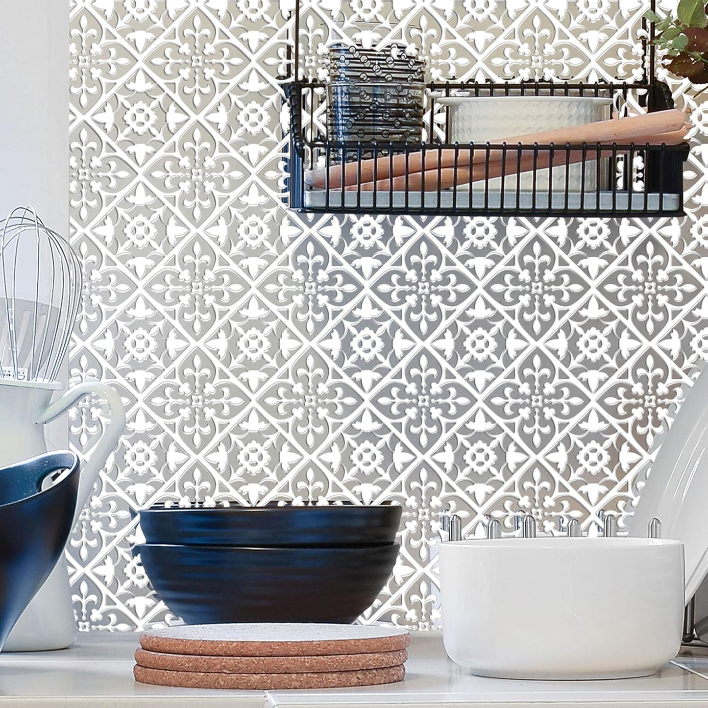Main Street – 24-Pack of 8 x8 Peel and Stick Backsplash Wallpaper Tiles – Removable Self Adhesive Wall Tile for Kitchen, Renter-Friendly for Your Home and DIY Projects (Patina Copper)