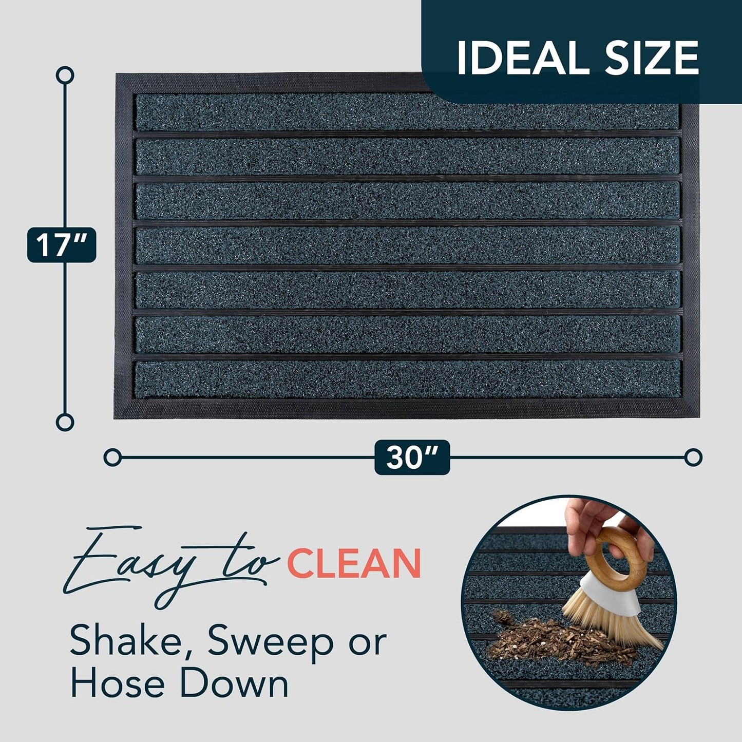 ubdyo Extra Durable Door Mat - Dirt Trapping Outdoor Welcome Mats - Non-Slip Outdoor Indoor Entrance - Low Profile Front Doormat (30" x 17", Bright Brown)