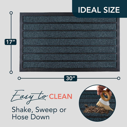 ubdyo Extra Durable Door Mat - Dirt Trapping Outdoor Welcome Mats - Non-Slip Outdoor Indoor Entrance - Low Profile Front Doormat (30" x 17", Bright Brown)