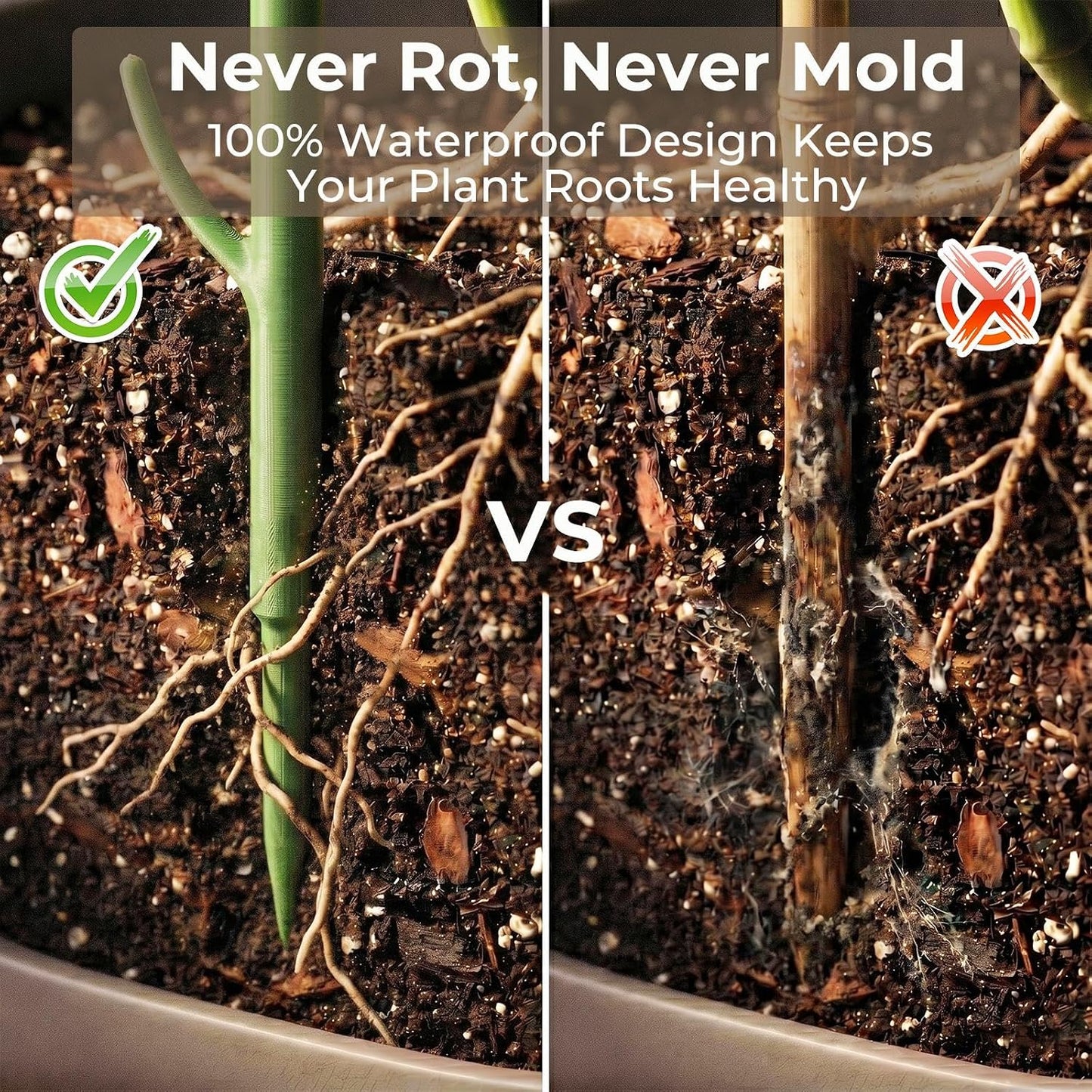 10-Piece Thick Plant Support Stakes: Stackable for Monstera Climbing Vines | 36.6" heavy-duty modular poles - 0.47" thick stops vine leaning - Rot-proof plastic blends invisibly - Includes tape