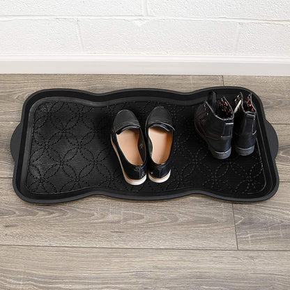 A1HC Heavy Duty Flexible and Durable 100% Rubber Hello Triangle Boot Trays Multi-Purpose for Shoes, Pets, Garden - Mudroom, Entryway, Garage and Scraper Doormat 21.6" X 21.6"