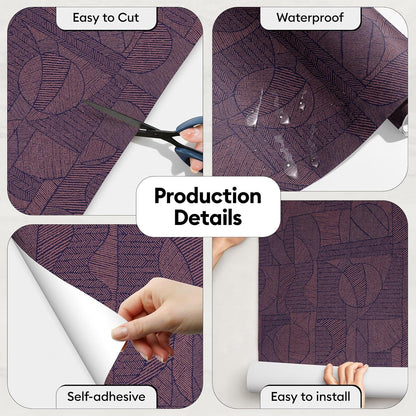 17"x118" Peel and Stick Wallpaper for Renter Friendly, Removable Wallpaper Peel and Stick, Self-Adhesive Textured Contact Paper for Walls, Cabinets, Countertops(Geometric Clay)