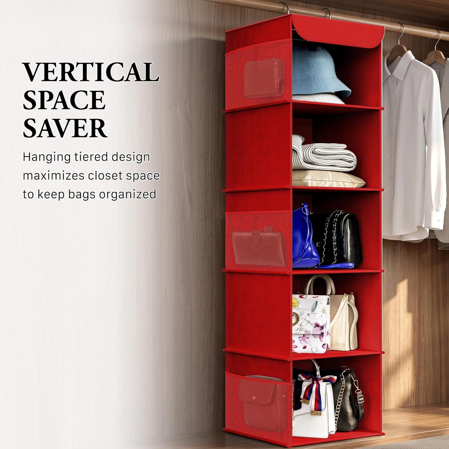 Simple Houseware 6 Shelf Hanging Closet Organizer, Gray