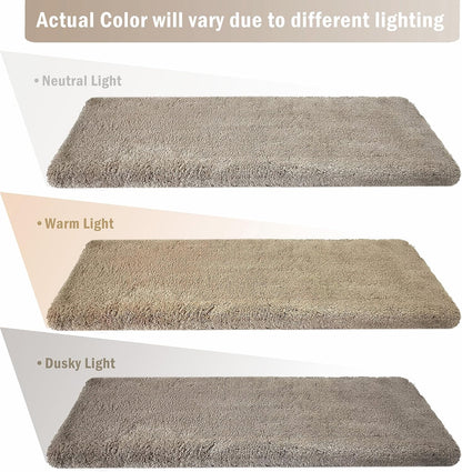 PURE ERA Carpet Stair Treads Ultra Plush 9.5" X 30"Soft Bullnose Indoor Stair Protectors Pet-Friendly Non-Slip Skid Resistant Tape Free Washable Reusable(2 Pieces,Brown)