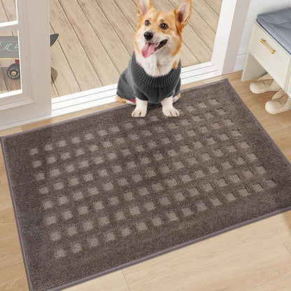 BEQHAUSE Dirt Trapper Door Mats 20"x32", Non-Slip Waffle Doormat Indoor Entrance Low-Profile, Dirt Resist and Absorbent Entryway Rugs Washable Inside Welcome Floor Mat for Front Back Door, Beige