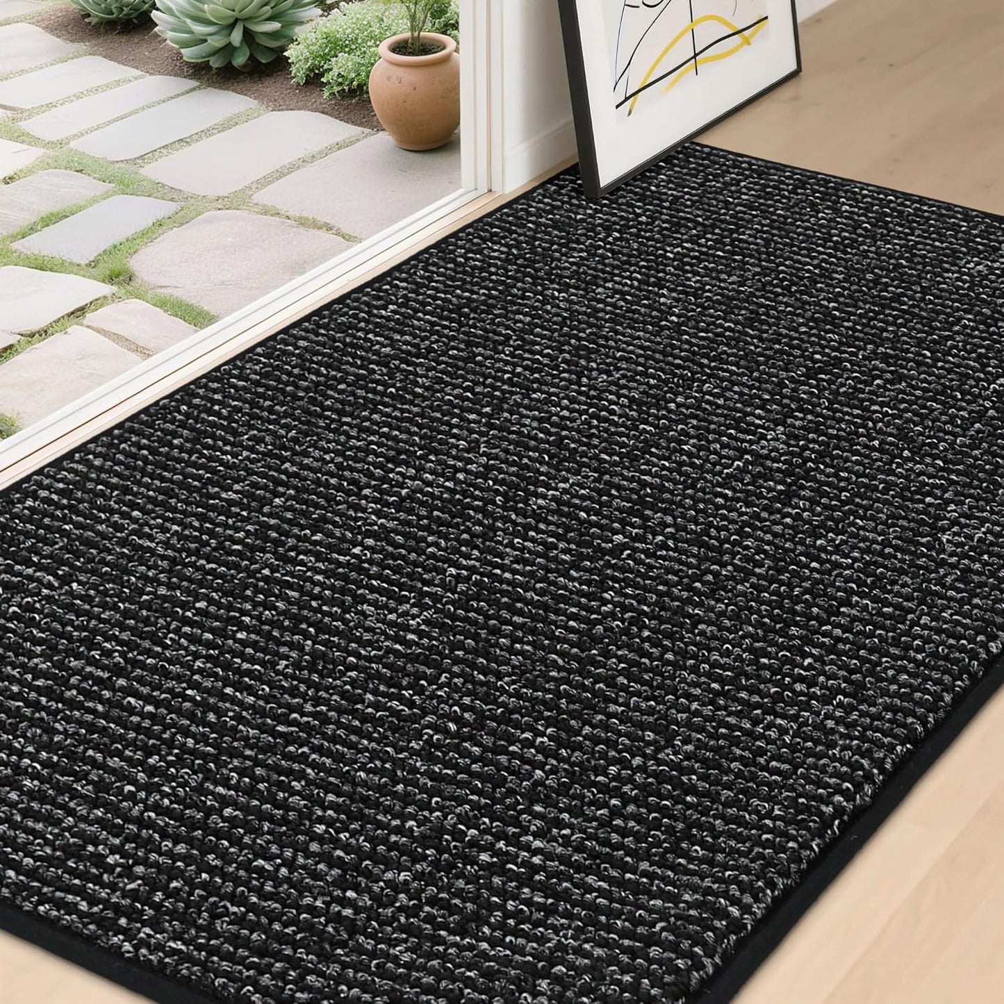 BEQHAUSE Dirt Trapper Door Mat 20" x 32", Non-Slip Washable Doormats Entrance Mat, Dirt Resistant and Absorbent Welcome Mat, Low Profile Floor Mats for Front Back Door and Entryway, Beige
