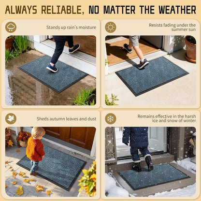 Yimobra Front Door Mat Outside Entrance 29.5x17, Waterproof Heavy Duty Outdoor Mats for Front Door, Non Slip Rubber Entry Mat for Garage Patio Indoor, Grey