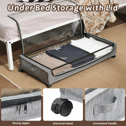 FOUCSSOMEI Under Bed Storage with Wheels, Under The Bed Storage Drawers On Wheels, Rolling Underbed Drawers, Lockable, Heavy Duty