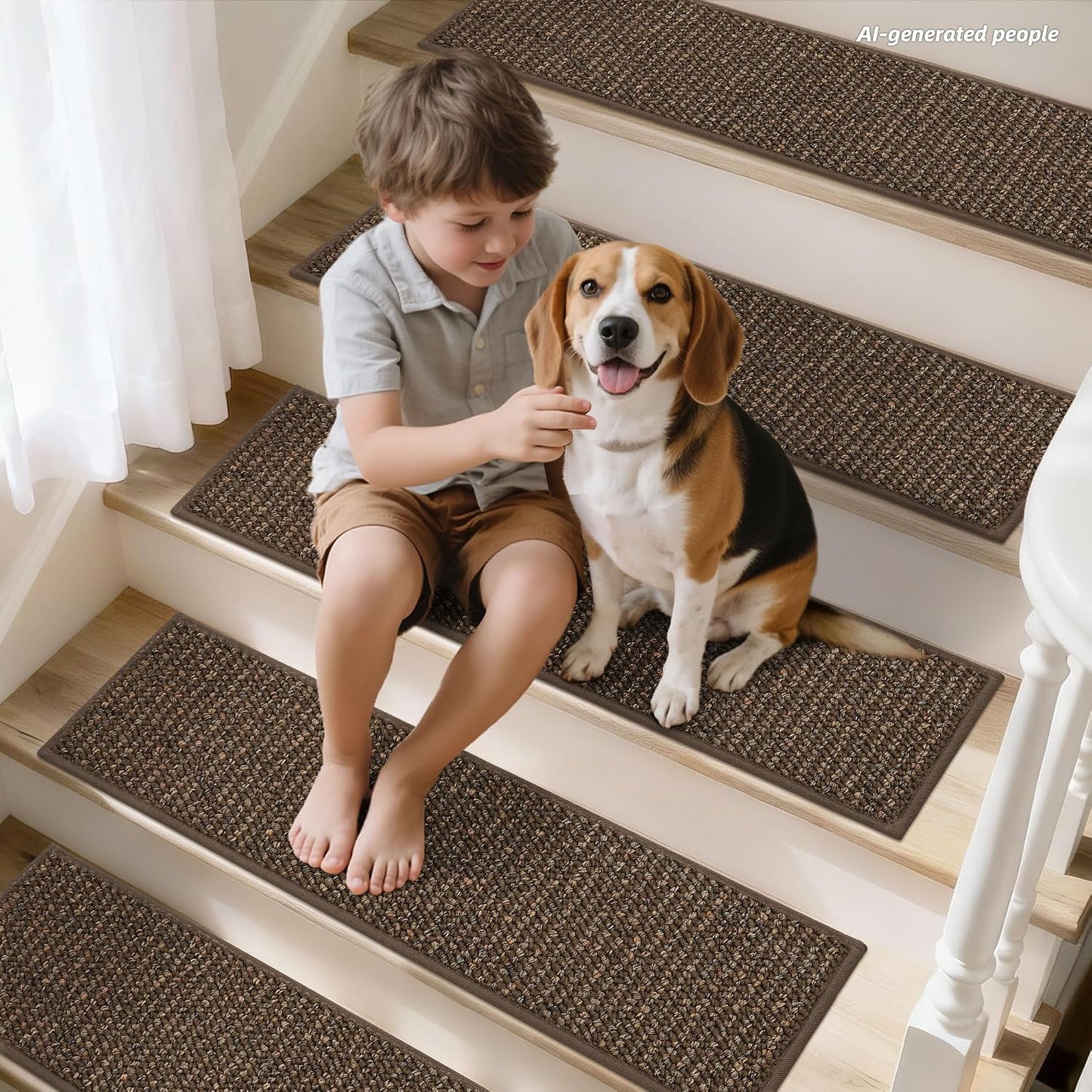 BEQHAUSE Stair Treads for Wooden Steps 28inX9in, Carpet Stair Treads Non Slip Indoor, Machine Washable Stair Runners for Kids Elders and Pets, Carpet for Stair Rugs Mat, TPE Backing, 4pcs, Taupe