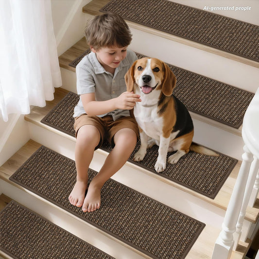 BEQHAUSE Stair Treads for Wooden Steps 28inX9in, Carpet Stair Treads Non Slip Indoor, Machine Washable Stair Runners for Kids Elders and Pets, Carpet for Stair Rugs Mat, TPE Backing, 4pcs, Taupe