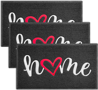 EARTHALL Door Mat Outside Inside Home Doormat, 30"x17.5", Durable Floor Mat Non Slip Mat Ultra Absorb Mud Easy Clean Front Doormat for Garage, Entryway, Patio, High Traffic Areas, Black