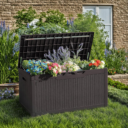 Devoko 30 Gallon Resin Deck Box Waterproof Outdoor Storage Box for Patio Furniture Pool Accessories Indoor Storage for Cushion Garden Tools (30 Gallon, Black)