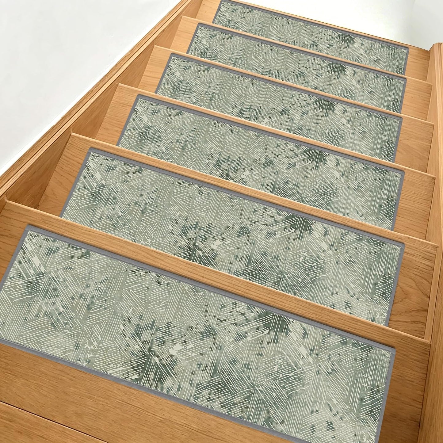 Non Slip Stair Treads for Wooden Steps, 15 Pack 8"x30" Washable Carpet | 8x30 in soft chenille polyester stair treads with reusable TPE backing for indoor wood stairs, dogs, kids, and seniors