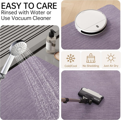 Mecko Bath Mat Rug, Rubber Non-Slip Quick Dry Absorbent Thin Bathroom Rugs Fit Under Door Bathroom Floor Mats-Shower Rug for in Front of Bathtub, Sink, Shower Room(Light Grey,16"x24")