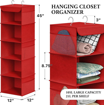Simple Houseware 6 Shelf Hanging Closet Organizer, Gray