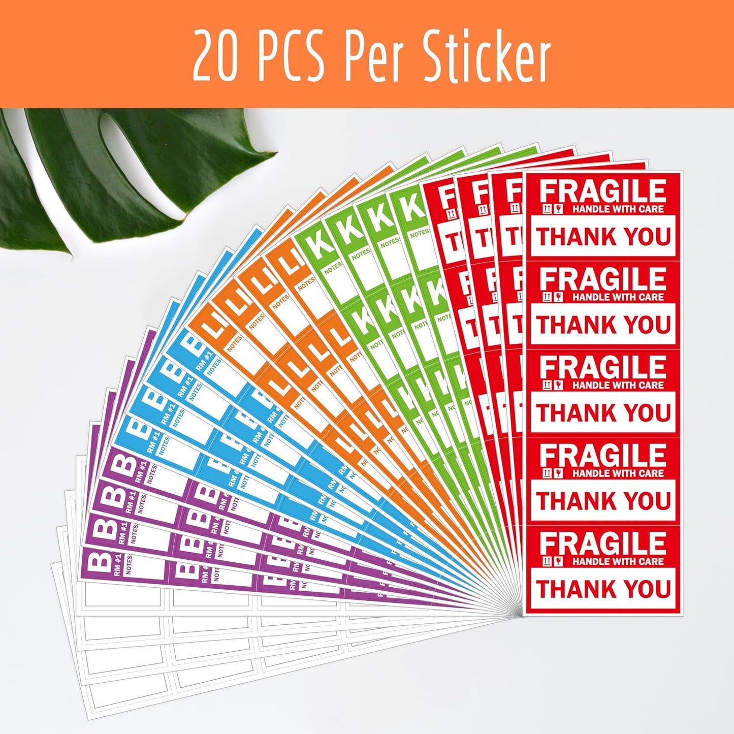 160 PCS Moving Labels, 8 Color-Coded Self-Adhesive Rectangular Stickers for Boxes, Large Home Moving Blank Packing Labels for Cartons, Storage Bins, Office Uses (6” x 4”)