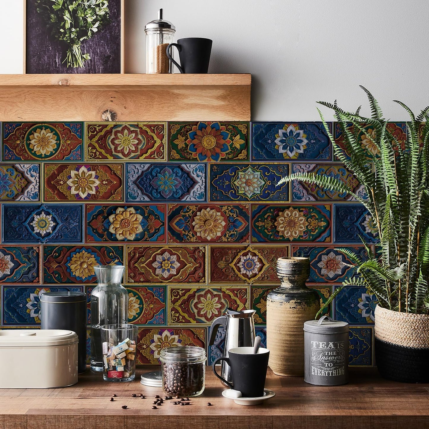 VICCI 32Pcs Tile Decals - Peel and Stick Kitchen Backsplash - Decorative Wall Tiles Stickers 8" x 4" Self-Adhesive Waterproof Removable for Bathroom Cabinets Home DIY Projects Decor