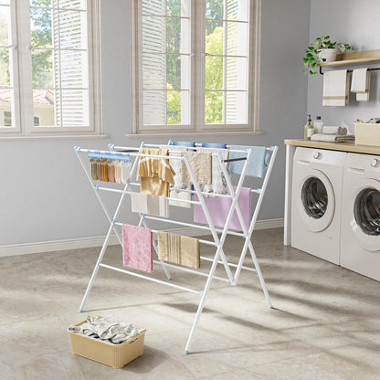 HOMIDEC Drying Rack Clothing,Large 12 Drying Poles with Sock Clips Clothes Drying Rack,Foldable Portable Laundry Drying Rack for Air Drying Clothing,Towels,Delicate Eac,Indoor Outdoor Use.Silver