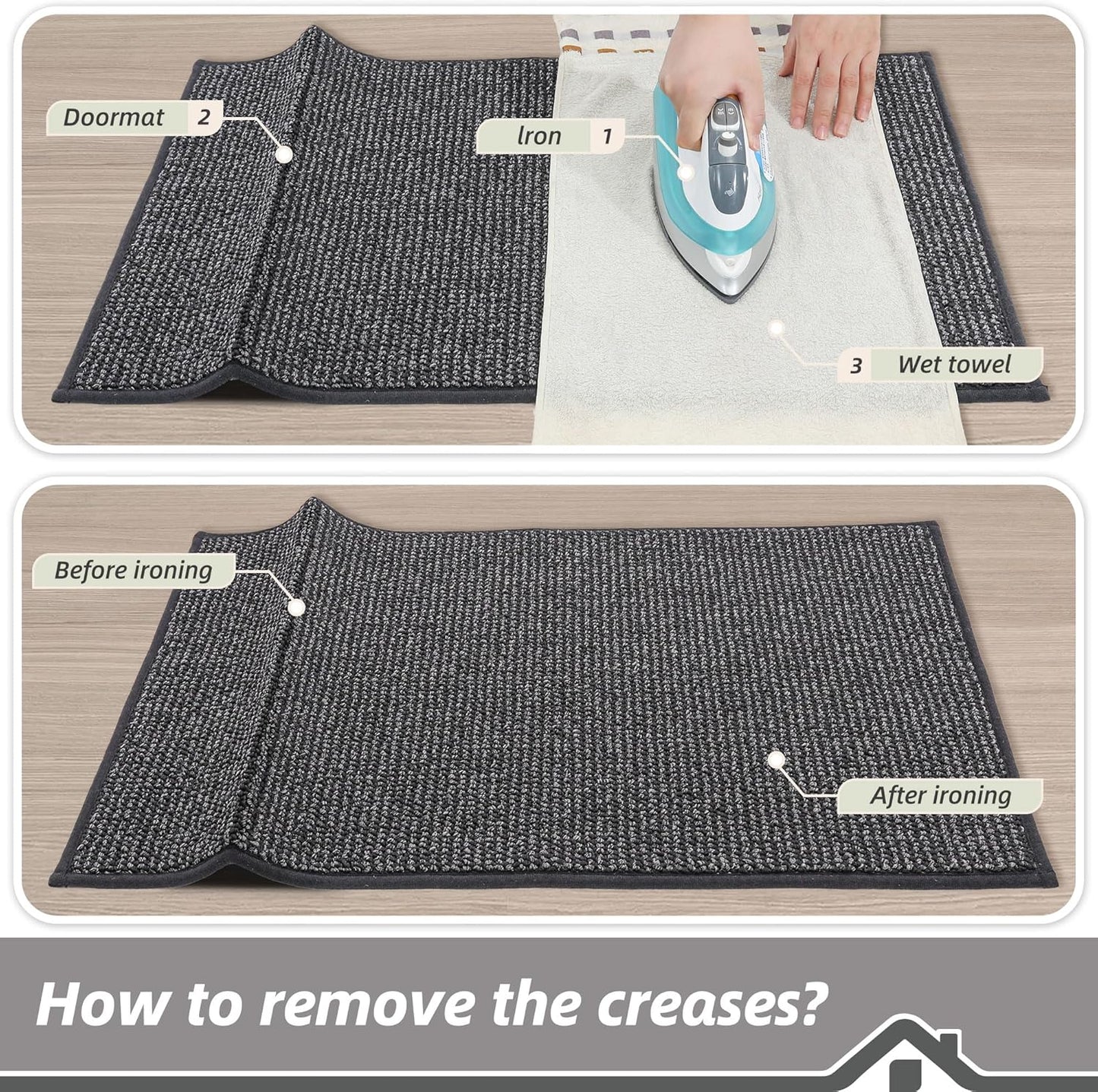 BEQHAUSE Dirt Trapper Door Mat 20" x 32", Non-Slip Washable Doormats Entrance Mat, Dirt Resistant and Absorbent Welcome Mat, Low Profile Floor Mats for Front Back Door and Entryway, Beige