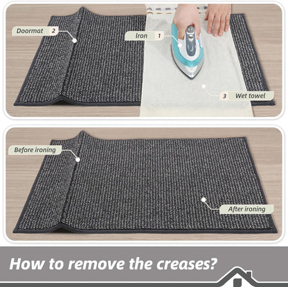 BEQHAUSE Dirt Trapper Door Mat 20" x 32", Non-Slip Washable Doormats Entrance Mat, Dirt Resistant and Absorbent Welcome Mat, Low Profile Floor Mats for Front Back Door and Entryway, Beige
