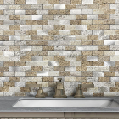 Peel and Stick Brick Backsplash for Kitchen,Back Splash for Bathrooms Walls Tiles Waterproof(10sheets,Blue Gray)