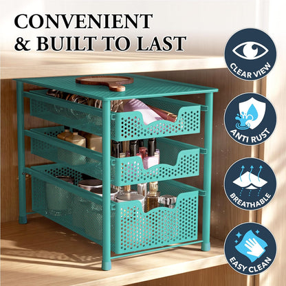 Simple Houseware Stackable 2 Tier Sliding Basket Organizer Drawer, White