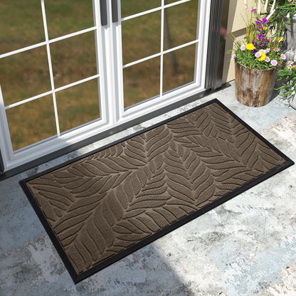 Yimobra Front Door Mat Outdoor Indoor, 29.5x17 All-Season Waterproof Door Mat Outside Entrance, All-Weather Non-Slip Outside Doormat for Garage Patio Entryway, Brown