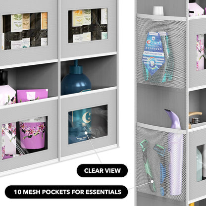 Simple Houseware Extra Large Heavy Duty Over the Door Organizer with 10 Clear Window Pockets, 80 lbs Capacity for Pantry, Closet, Bathroom, Gray