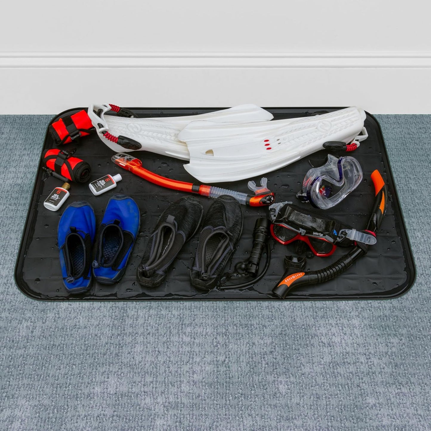 Scepter 37" L x 25" W Heavy Duty Utility Drip Tray, Extra Large Automotive Garage Mat, Pet Food Mat, and Washing Machine Pan, Black, 2-Pack (AM2PK06951)
