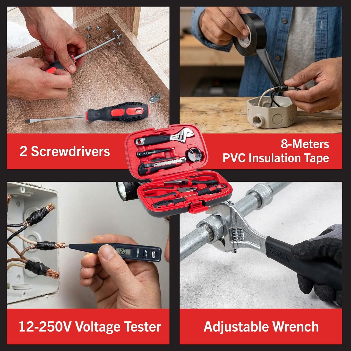 Tool Kit - 102 Heat-Treated Pieces with Carrying Case - Essential Steel Hand Tool and Basic Repair Set for Apartments, Dorm, Homeowners by Stalwart